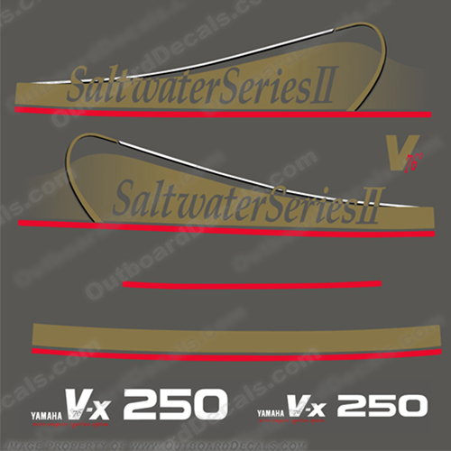 Yamaha 250hp (VX250) Saltwater Series II Decals (Partial Kit) GOLD 250, 250 hp, vx 250, salt water, salt, water, 2, INCR10Aug2021, gold